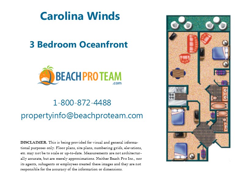 Carolina Winds Floor Plan - 3 Bedroom Oceanfront North